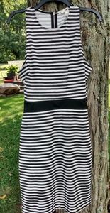 H&m black and white striped peek a boo dress L
